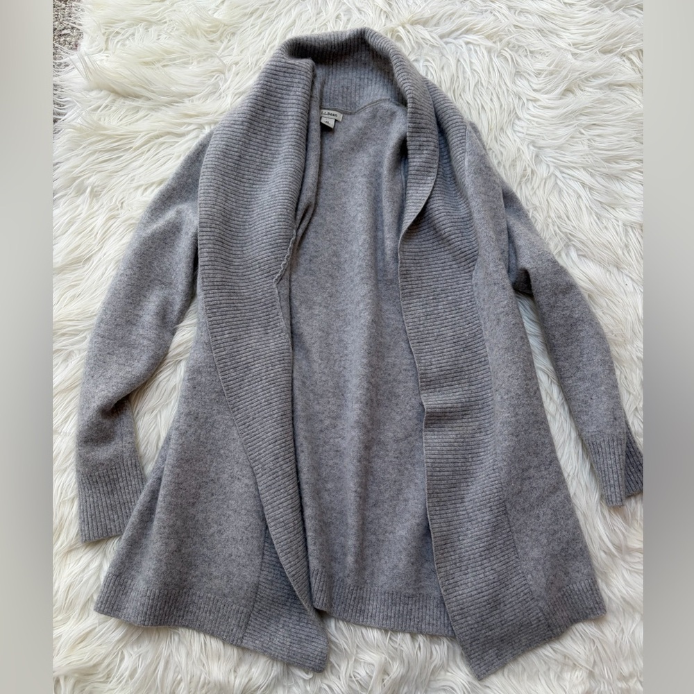 L.L. Bean Women's Heather Gray Cashmere Cardigan
